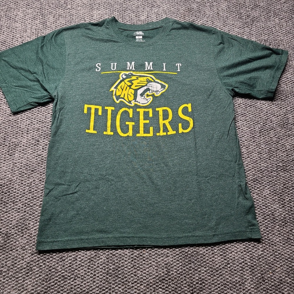 Pel Athletic Summit High School (SHS) Tigers T Shirt Mens Large Green Crew Neck
